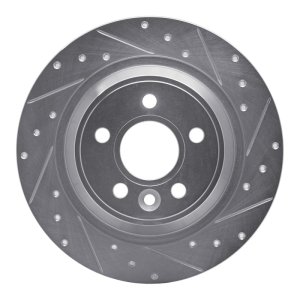 Ford Focus RS Brake Rotor (1) - Rear Right - R1 Concepts - Drilled & Slotted - Silver - `09-`15